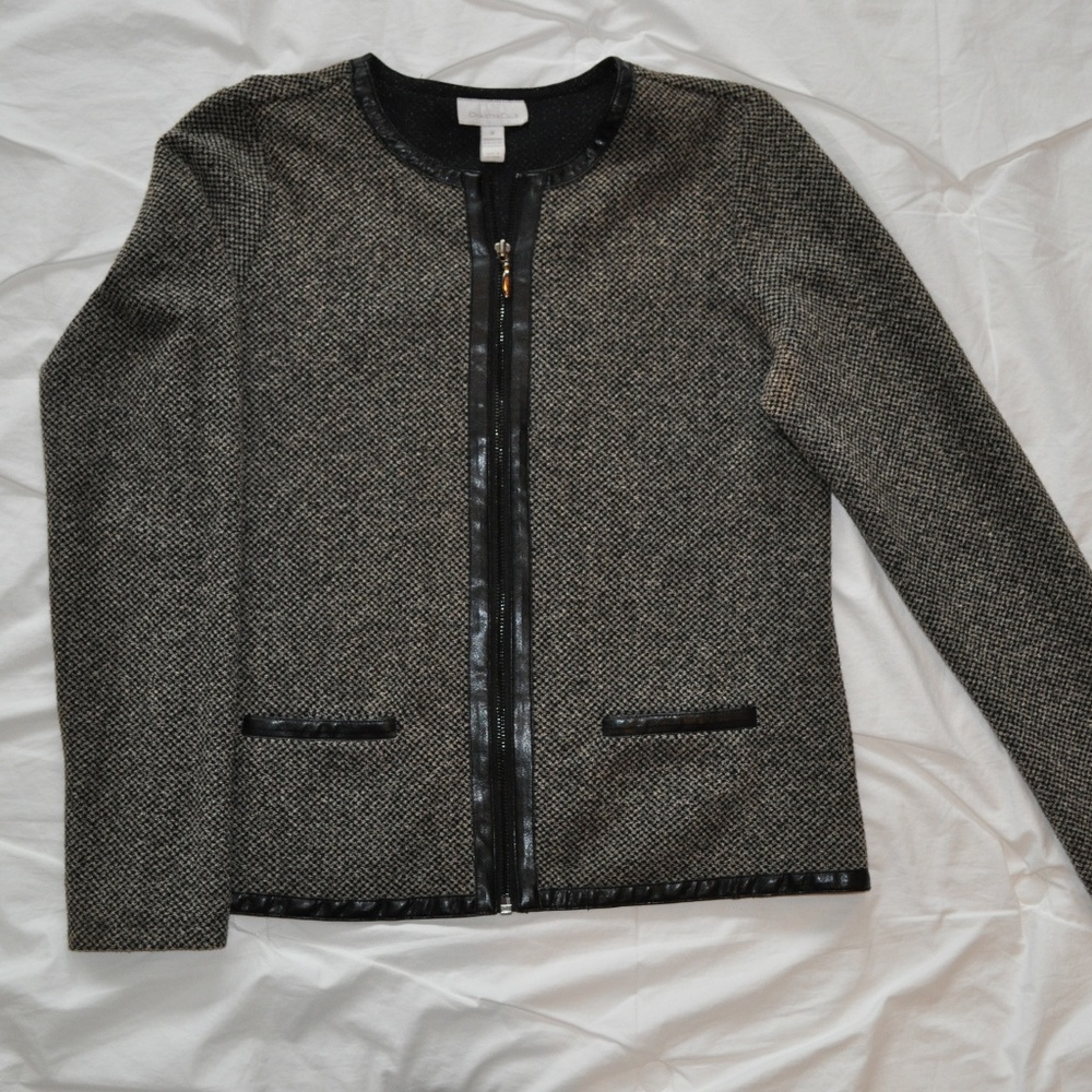 Charter Club Zipped Jacket with Leather Detail